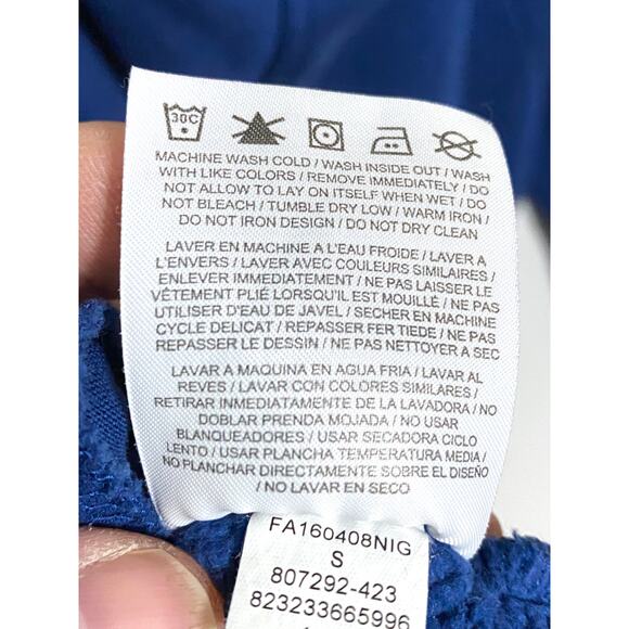 Vintage Nike Spell Out Swoosh Blue White Hoodie Sweatshirt Funnel Neck Womens S - Picture 9 of 9